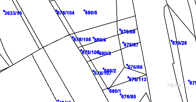 Parcela st. 680/3 v KÚ Česká, Katastrální mapa