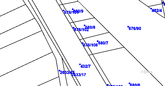 Parcela st. 676/108 v KÚ Česká, Katastrální mapa