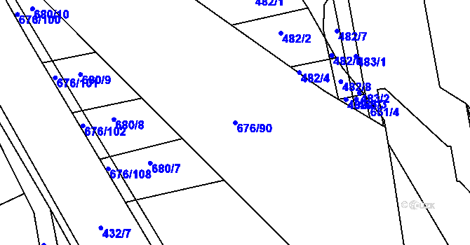Parcela st. 676/90 v KÚ Česká, Katastrální mapa