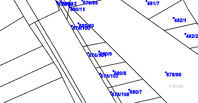 Parcela st. 680/9 v KÚ Česká, Katastrální mapa