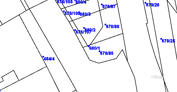 Parcela st. 680/1 v KÚ Česká, Katastrální mapa
