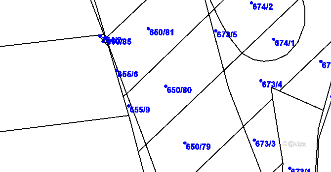 Parcela st. 650/80 v KÚ Česká, Katastrální mapa