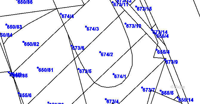 Parcela st. 674/2 v KÚ Česká, Katastrální mapa
