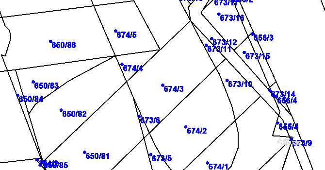 Parcela st. 674/3 v KÚ Česká, Katastrální mapa