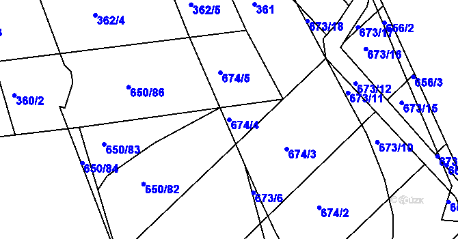 Parcela st. 674/4 v KÚ Česká, Katastrální mapa