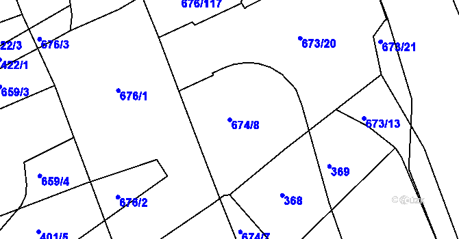 Parcela st. 674/8 v KÚ Česká, Katastrální mapa