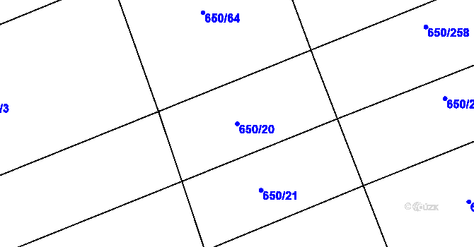 Parcela st. 650/20 v KÚ Česká, Katastrální mapa