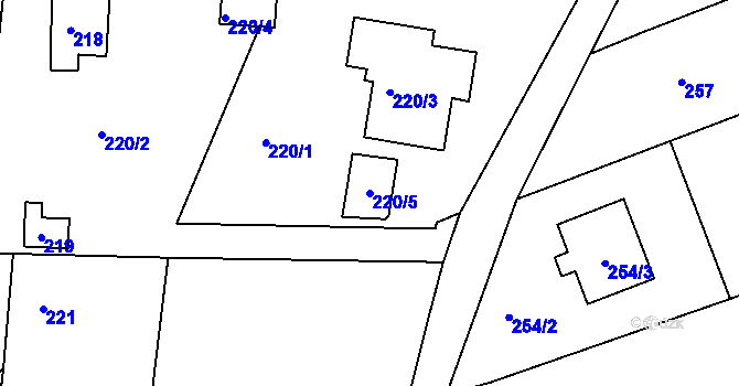 Parcela st. 220/5 v KÚ Česká, Katastrální mapa