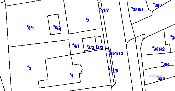 Parcela st. 4/3 v KÚ Česká, Katastrální mapa