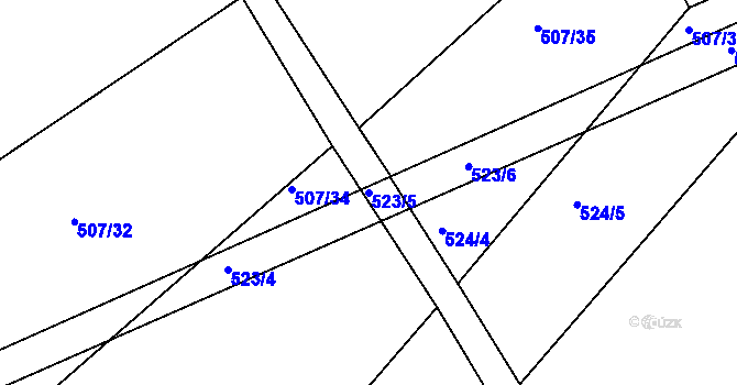 Parcela st. 523/5 v KÚ Česká, Katastrální mapa