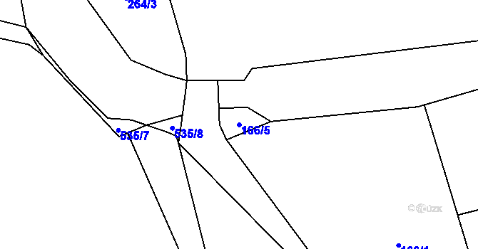 Parcela st. 166/5 v KÚ Cibotín, Katastrální mapa