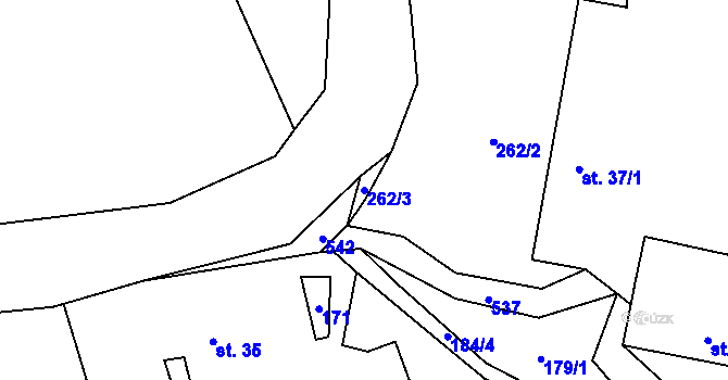 Parcela st. 262/3 v KÚ Cibotín, Katastrální mapa