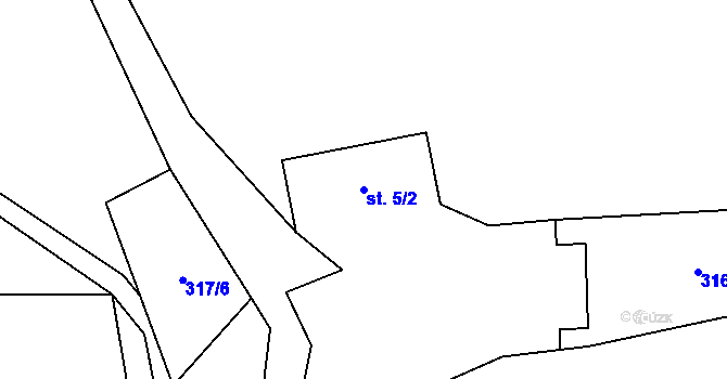 Parcela st. 5/2 v KÚ Cibotín, Katastrální mapa
