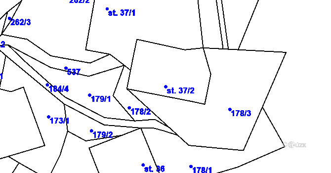 Parcela st. 37/2 v KÚ Cibotín, Katastrální mapa