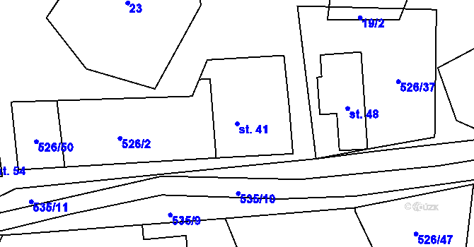 Parcela st. 41 v KÚ Cibotín, Katastrální mapa