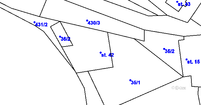 Parcela st. 42 v KÚ Cibotín, Katastrální mapa
