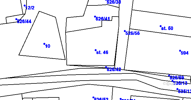 Parcela st. 46 v KÚ Cibotín, Katastrální mapa