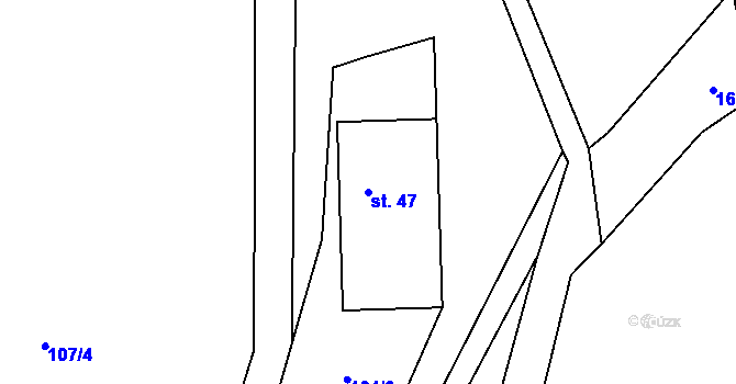 Parcela st. 47 v KÚ Cibotín, Katastrální mapa