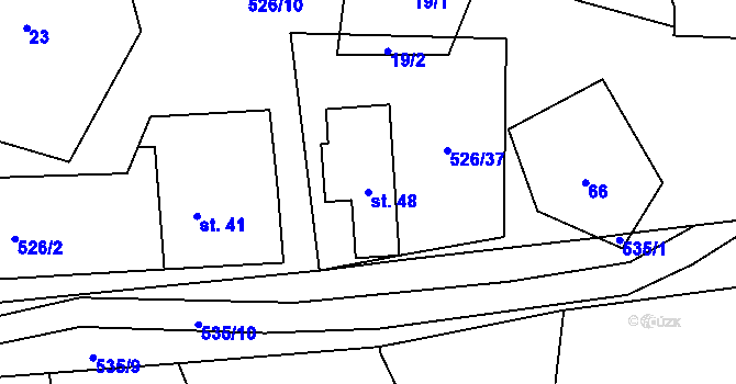 Parcela st. 48 v KÚ Cibotín, Katastrální mapa