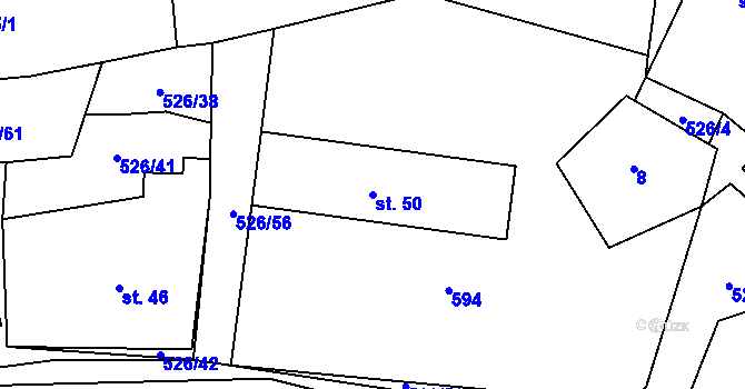 Parcela st. 50 v KÚ Cibotín, Katastrální mapa