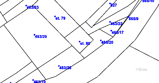 Parcela st. 80 v KÚ Cibotín, Katastrální mapa
