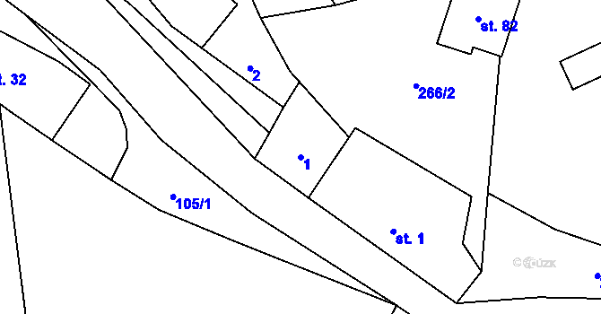 Parcela st. 1 v KÚ Cibotín, Katastrální mapa