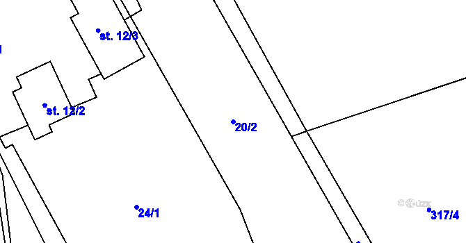Parcela st. 20/2 v KÚ Cibotín, Katastrální mapa