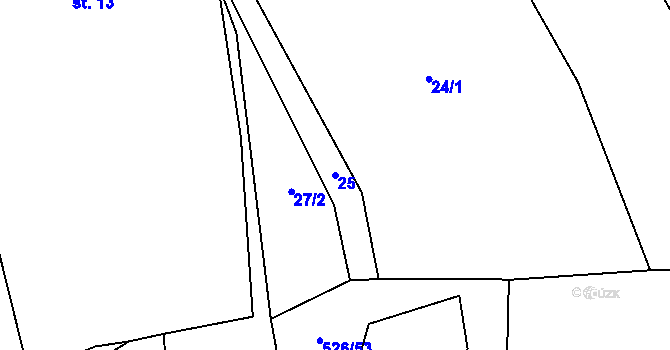 Parcela st. 25 v KÚ Cibotín, Katastrální mapa