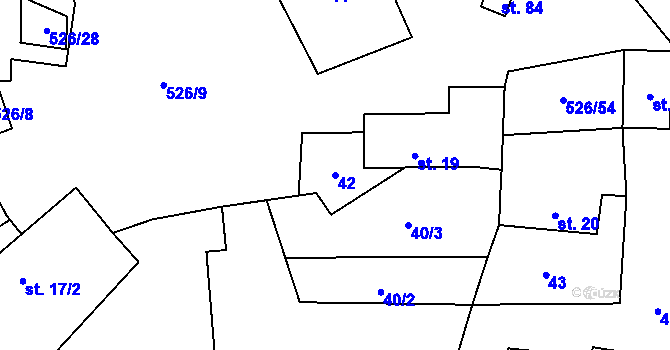 Parcela st. 42 v KÚ Cibotín, Katastrální mapa