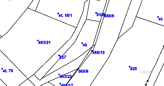 Parcela st. 49 v KÚ Cibotín, Katastrální mapa