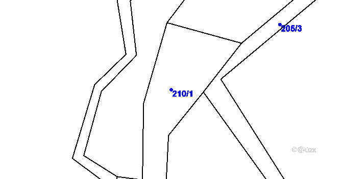 Parcela st. 210/1 v KÚ Cibotín, Katastrální mapa