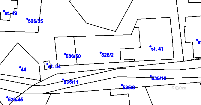Parcela st. 526/2 v KÚ Cibotín, Katastrální mapa