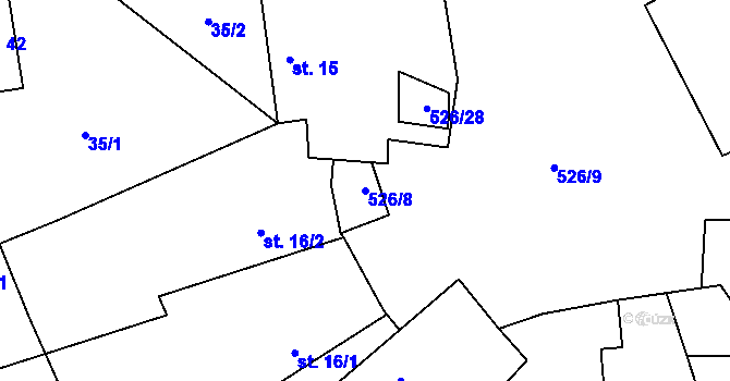 Parcela st. 526/8 v KÚ Cibotín, Katastrální mapa