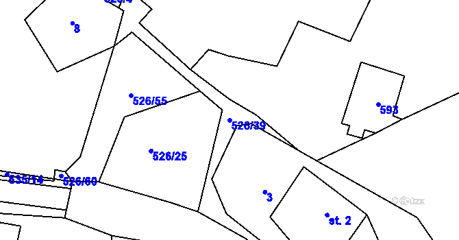 Parcela st. 526/39 v KÚ Cibotín, Katastrální mapa