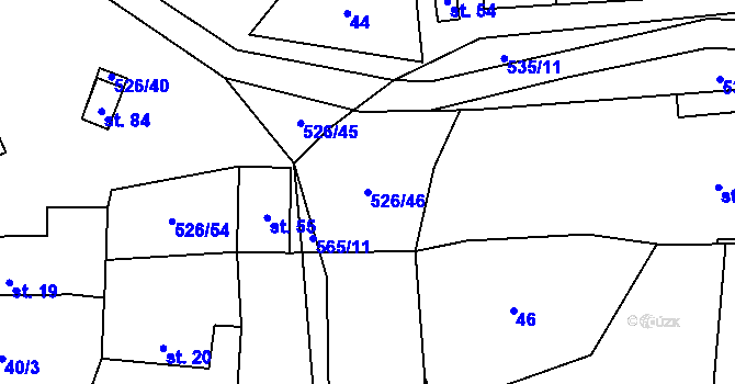 Parcela st. 526/46 v KÚ Cibotín, Katastrální mapa