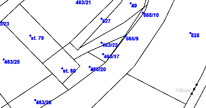 Parcela st. 463/17 v KÚ Cibotín, Katastrální mapa