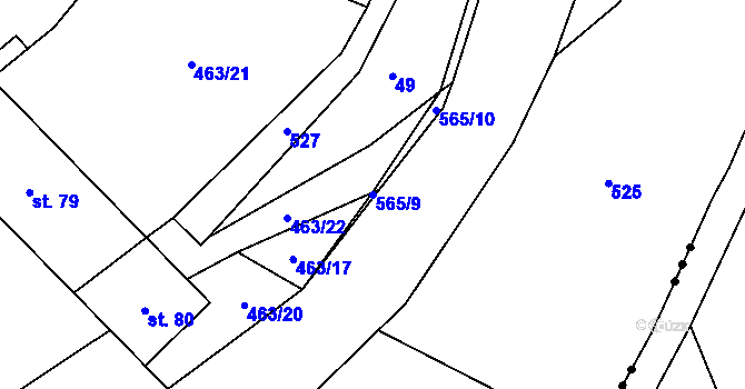 Parcela st. 565/9 v KÚ Cibotín, Katastrální mapa