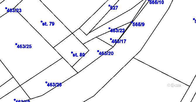 Parcela st. 463/20 v KÚ Cibotín, Katastrální mapa