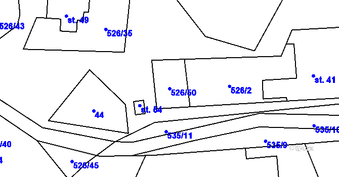 Parcela st. 526/50 v KÚ Cibotín, Katastrální mapa