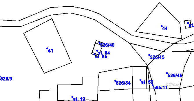 Parcela st. 84 v KÚ Cibotín, Katastrální mapa