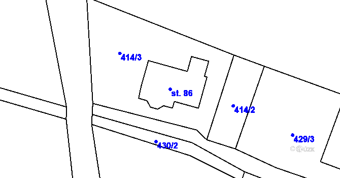 Parcela st. 86 v KÚ Cibotín, Katastrální mapa