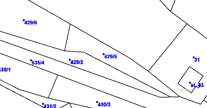 Parcela st. 429/5 v KÚ Cibotín, Katastrální mapa
