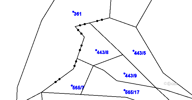 Parcela st. 443/8 v KÚ Cibotín, Katastrální mapa