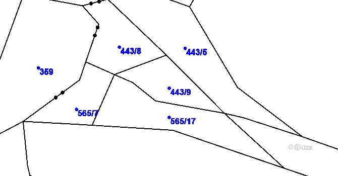 Parcela st. 443/9 v KÚ Cibotín, Katastrální mapa