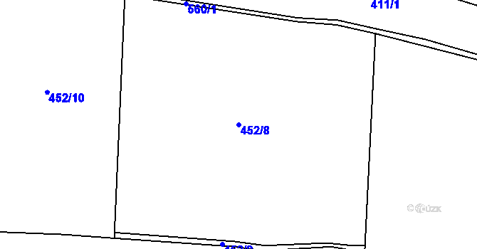 Parcela st. 452/8 v KÚ Cibotín, Katastrální mapa