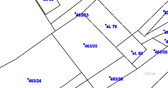 Parcela st. 463/25 v KÚ Cibotín, Katastrální mapa