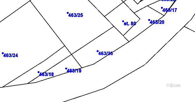 Parcela st. 463/26 v KÚ Cibotín, Katastrální mapa