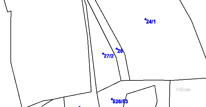 Parcela st. 27/2 v KÚ Cibotín, Katastrální mapa