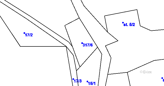 Parcela st. 317/6 v KÚ Cibotín, Katastrální mapa