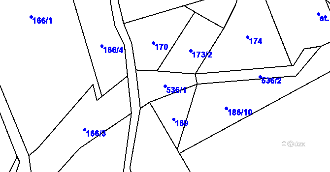 Parcela st. 536/1 v KÚ Cibotín, Katastrální mapa